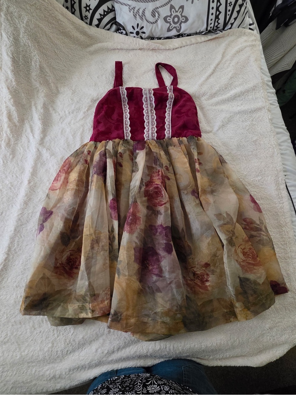 Floral Organza Skater Dress with Wine Bodice